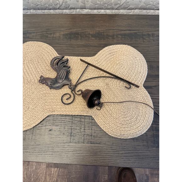 Solid Cast Iron Echoing Bell with Large Rooster on Top - Picture 2 of 8